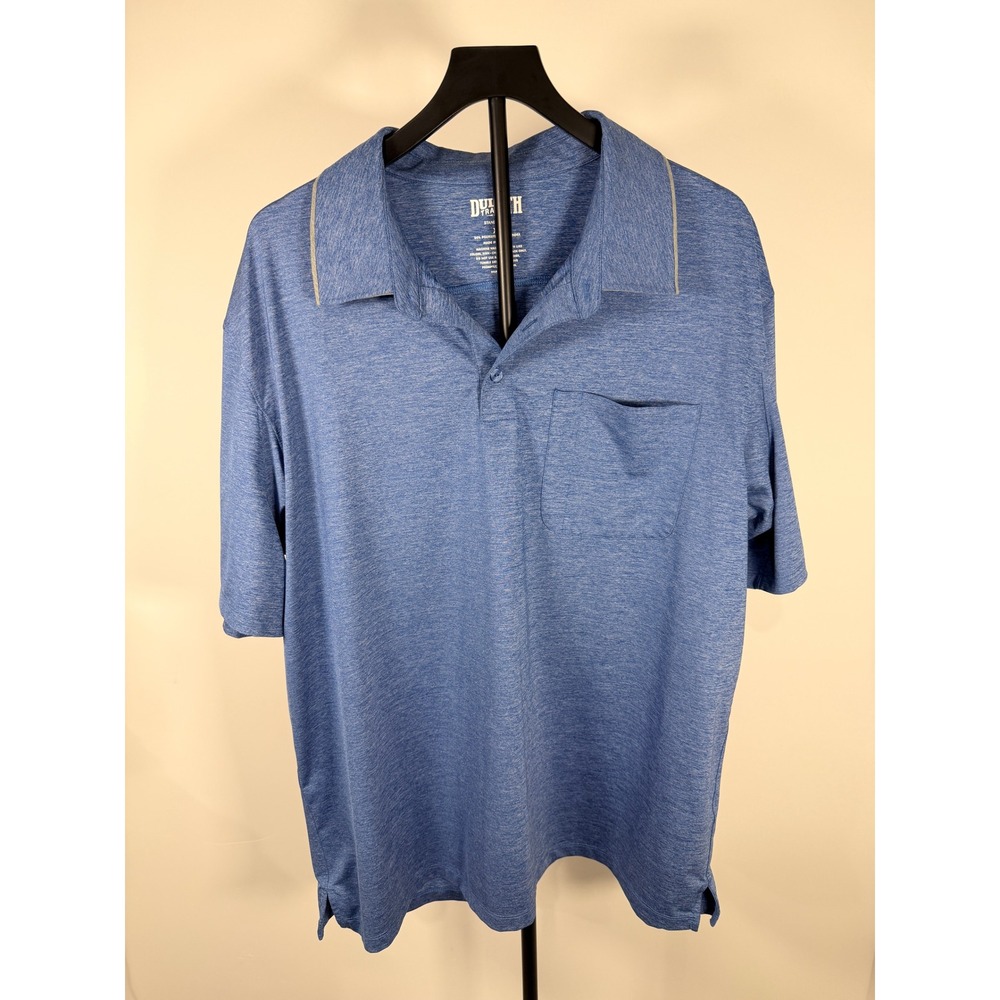 Duluth Trading Co Mens XL Blue Heather Short Sleeve Polo Shirt Standard Fit